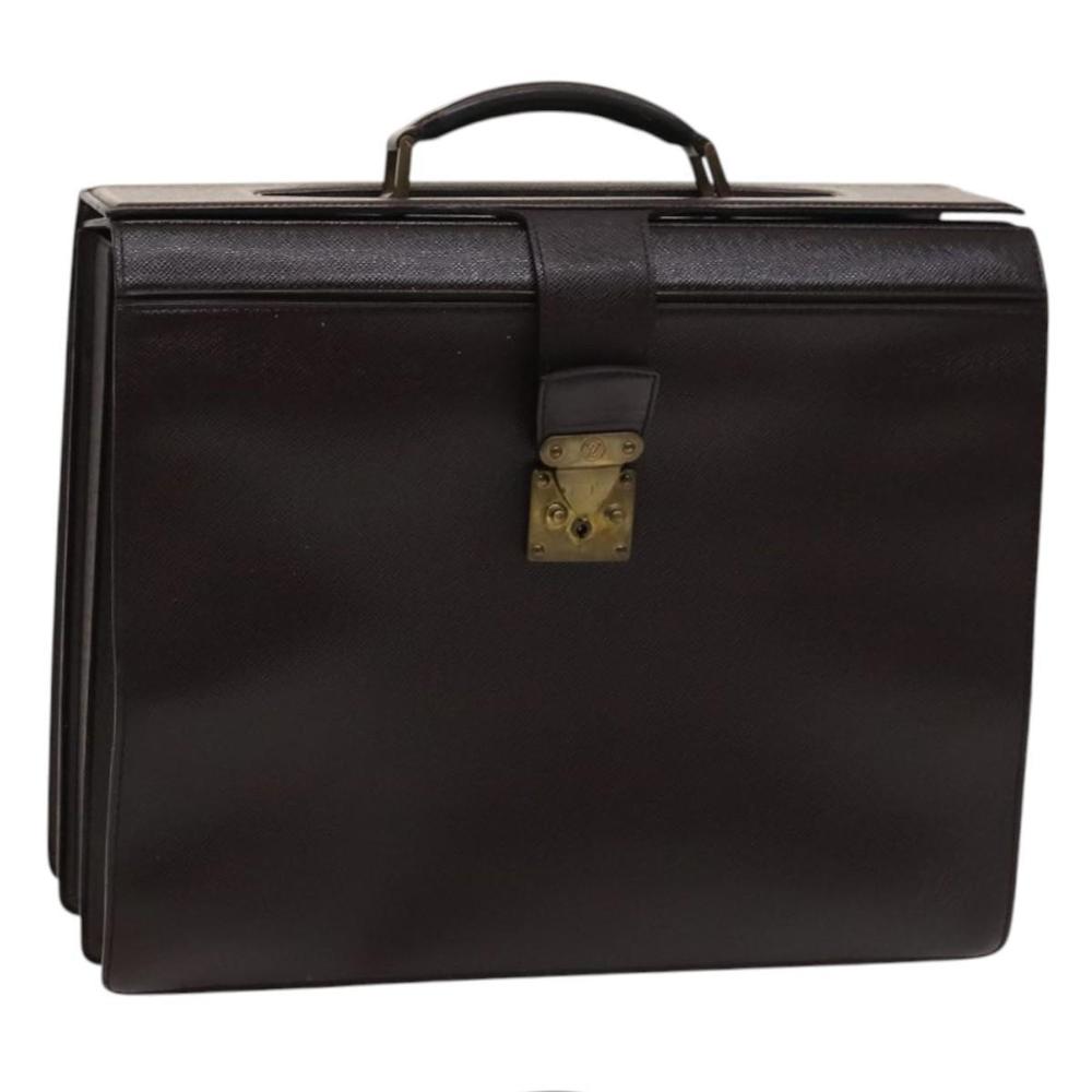 LOUIS VUITTON Taiga Leather Ural Briefcase Acajou M30026 LV Auth bs25184